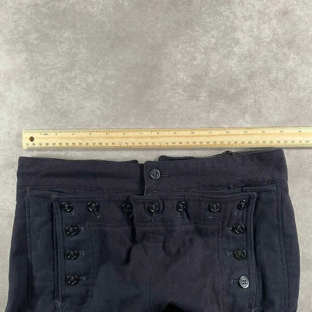 1963 US Navy Vietnam Era Wool Sailor Bell Bottom Pants W29 Wide Leg Navy Mens